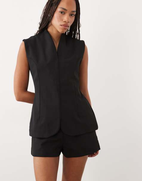 ASOS DESIGN – Svarta shorts i crepe och scubaliknande tyg, del av set - view 1