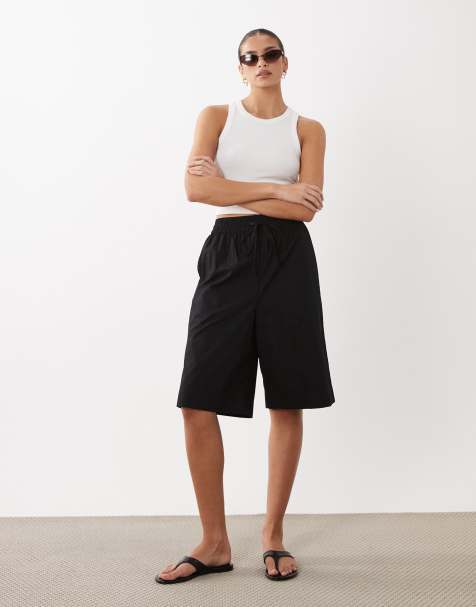 ASOS DESIGN – Svarta shorts i lång modell - view 1