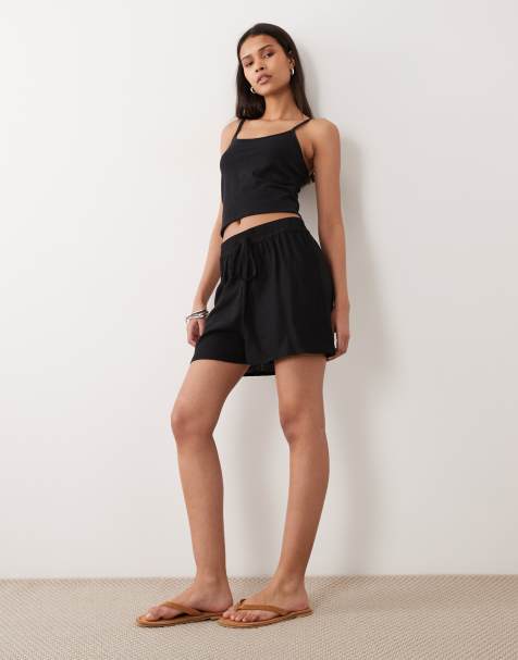 ASOS DESIGN – Svarta shorts i linnemix - view 1
