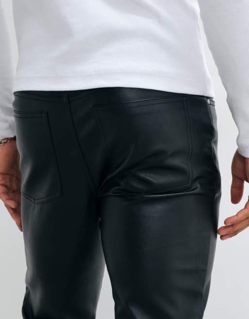 ASOS DESIGN – Svarta, skinny byxor i läderimitation, 4 av 5