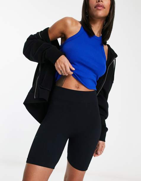 ASOS DESIGN – Svarta, skulpterande, ribbade leggingshorts med seamless design - view 1