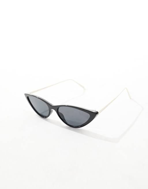 ASOS DESIGN – Svarta, små solglasögon i cateye-modell med metalldetalj, 3 av 4