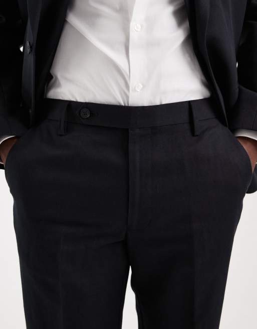 ASOS DESIGN – Svarta, smala kostymbyxor i linnerik twill, del av kostym, 4 av 5