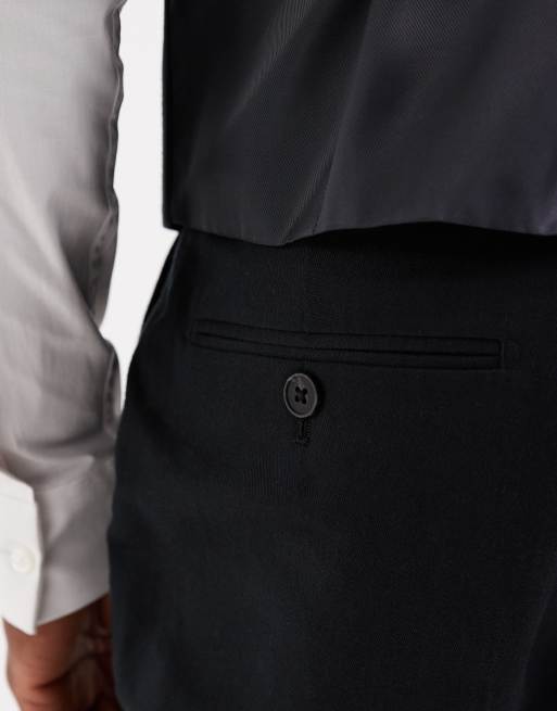 ASOS DESIGN – Svarta, smala kostymbyxor i linnerik twill, del av kostym, 5 av 5