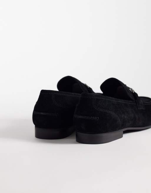 ASOS DESIGN – Svarta, smala loafers i mocka med metalldetalj, 4 av 4