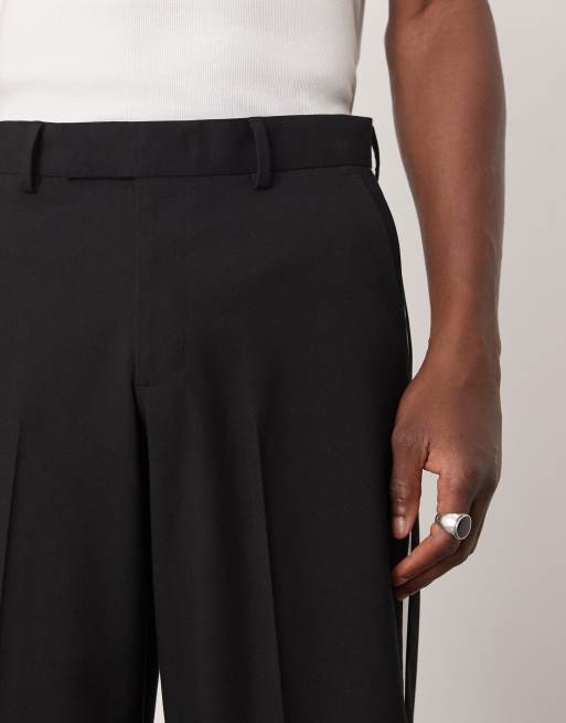 ASOS DESIGN – Svarta, smarta smokingbyxor med ledig passform och vita sidoränder, 5 av 5