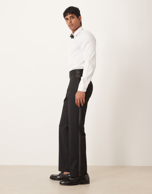 ASOS DESIGN – Svarta smokingbyxor med brett midjeband och raka ben, 3 av 5