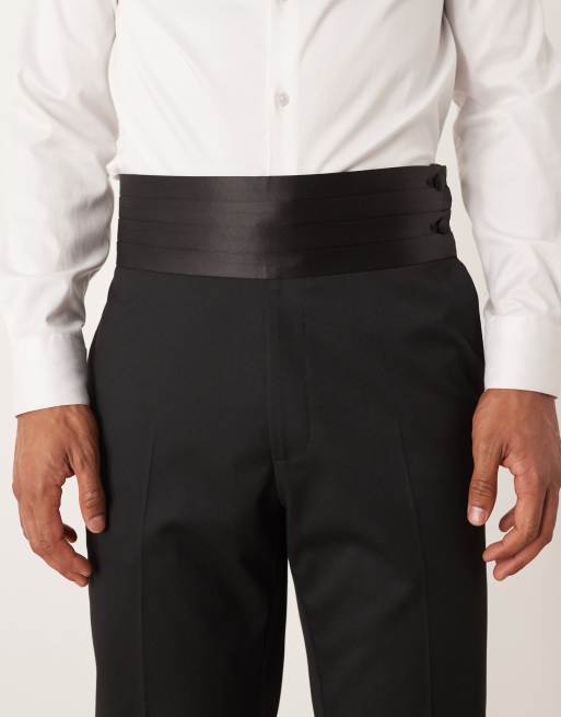 ASOS DESIGN – Svarta smokingbyxor med brett midjeband och raka ben, 4 av 5