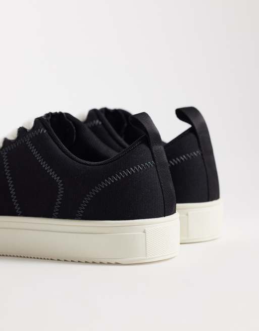 ASOS DESIGN – Svarta sneakers i canvas med snörning och dekorativ söm, 3 av 5