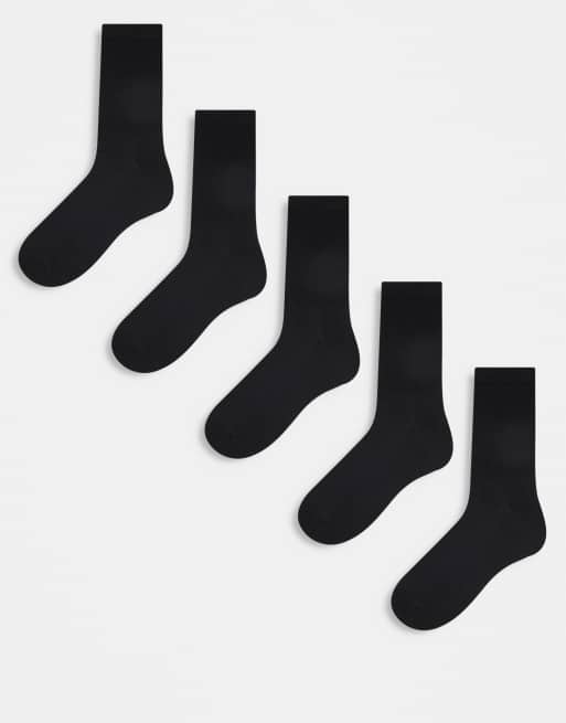 ASOS DESIGN – Svarta sportiga strumpor i 5-pack