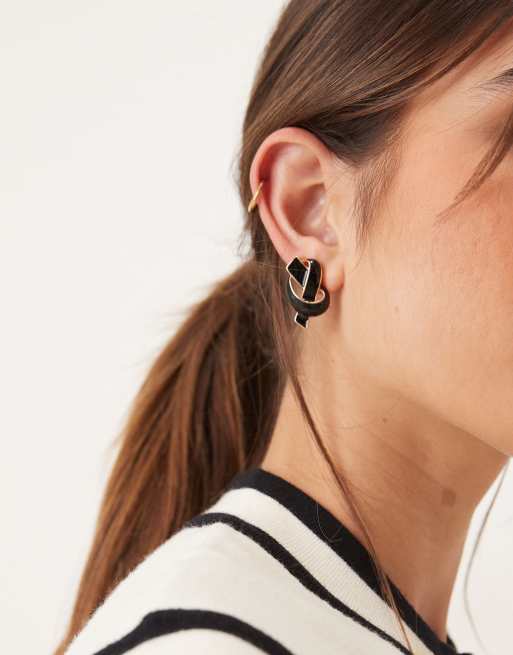 ASOS DESIGN – Svarta stiftörhängen i emalj med genomskinlig knut, 2 av 3