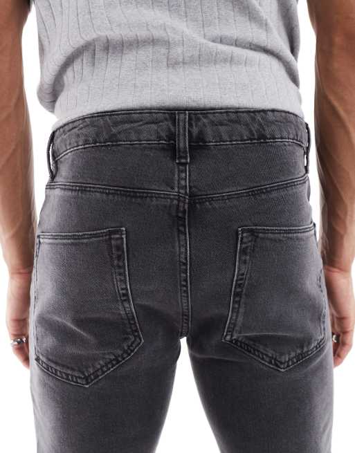 ASOS DESIGN – Svarta, stretchiga och utsvängda jeans med tvättad finish, 4 av 5