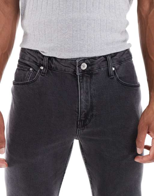 ASOS DESIGN – Svarta, stretchiga och utsvängda jeans med tvättad finish, 5 av 5