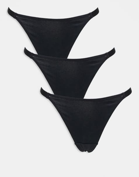 ASOS DESIGN – Svarta stringtrosor i bomull och tangamodell, 3-pack - view 1