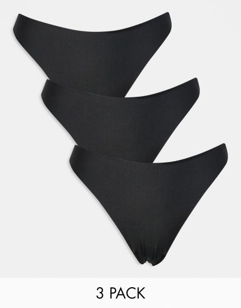 ASOS DESIGN – Svarta stringtrosor med spets utan synlig troskant, 3-pack - view 1