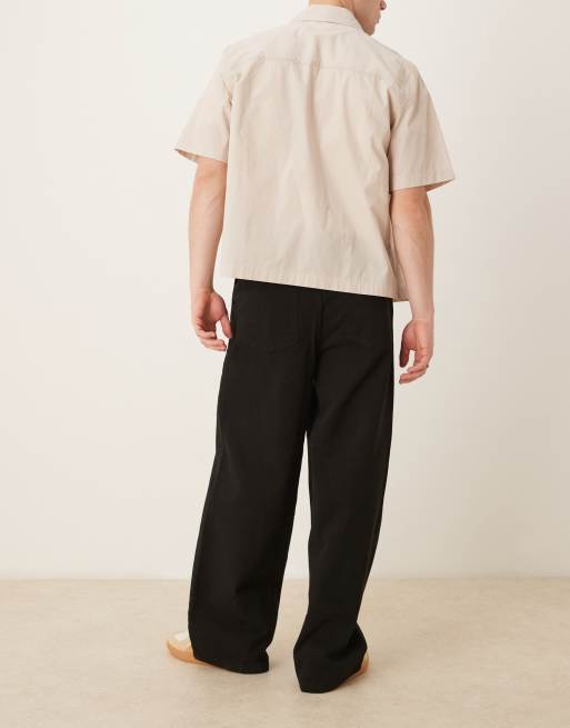 ASOS DESIGN – Svarta, superbaggy byxor med resårmidja och dubbla veck, 5 av 5
