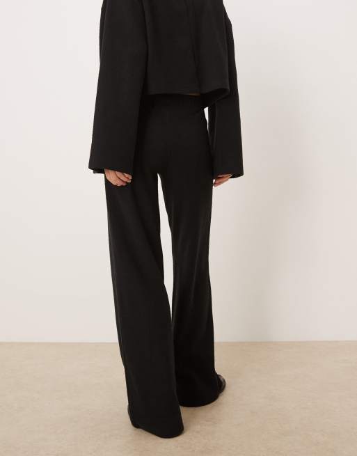 ASOS DESIGN – Svarta, supermjuka byxor med vida ben och medelhög midja, del av set, 4 av 5