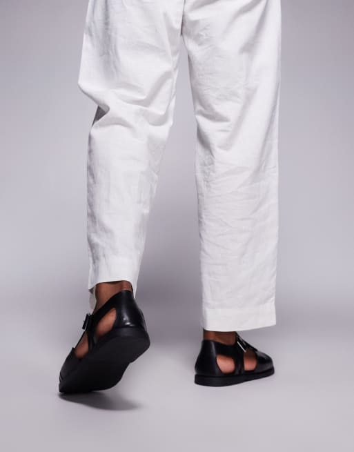 ASOS DESIGN – Svarta, täckta fisherman-sandaler i läder, 4 av 4
