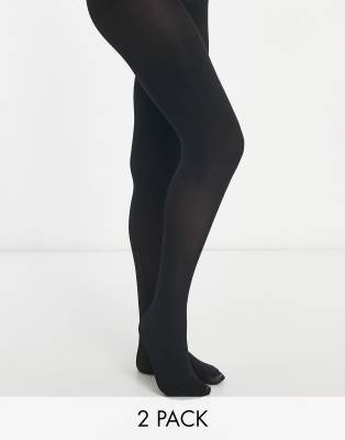 ASOS DESIGN – Svarta tights, 80 denier, 2-pack - view 1