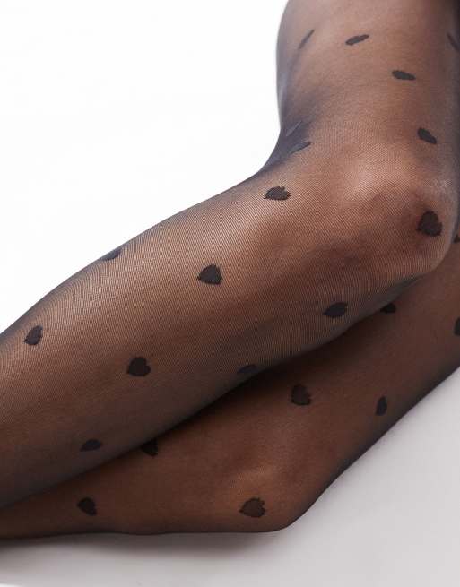 ASOS DESIGN – Svarta tights i 20 denier med hjärtmönster , 4 av 4