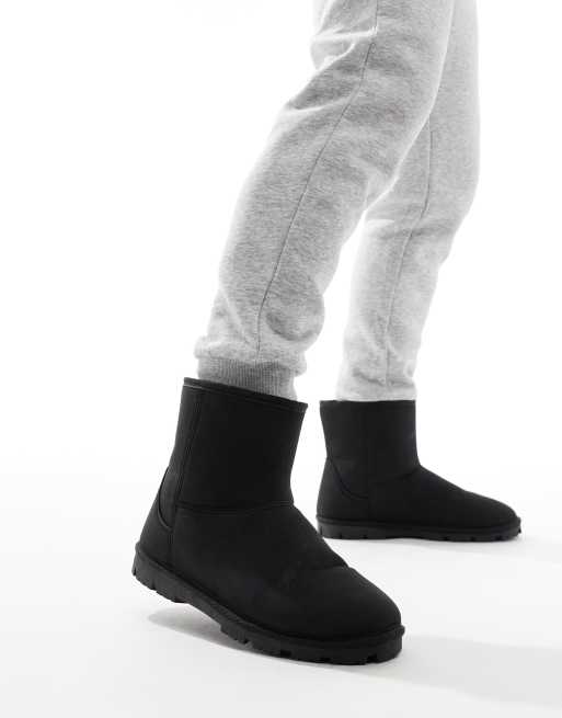 ASOS DESIGN – Svarta toffelstövlar i mockaimitation