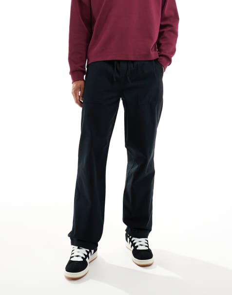 ASOS DESIGN – Svarta, tvättade, baggy cargobyxor med resårmidja - view 1