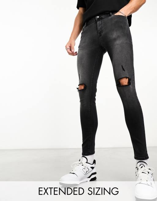 ASOS DESIGN – Svarta, tvättade spray on-jeans med powerstretch och knärevor