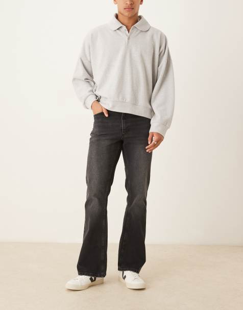 ASOS DESIGN – Svarta, utsvängda jeans i vintagestil med tvättad finish - view 1
