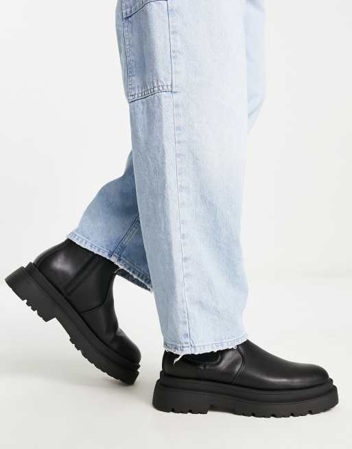 ASOS DESIGN – Svarta vadhöga chelseaboots i läderimitation med grov sula, 3 av 4