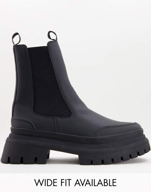 ASOS DESIGN – Svarta vadhöga chelseaboots i läderimitation