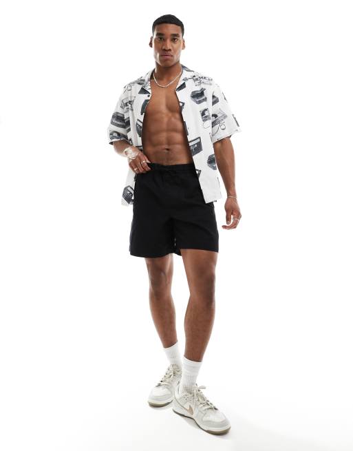 ASOS DESIGN – Svarta vida linneshorts, 4 av 5