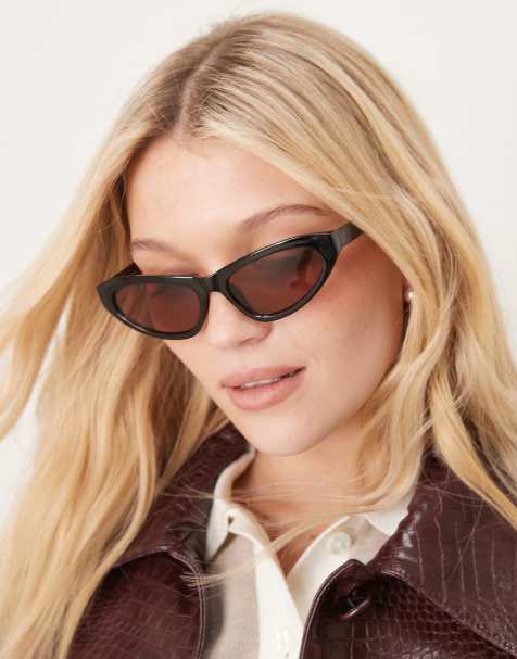 ASOS DESIGN – Svarta, vinklade solglasögon i cateye-modell - view 1