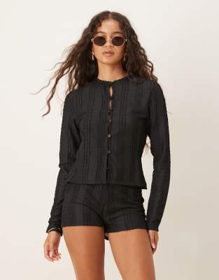 ASOS DESIGN – Svarta, virkade, extra korta shorts, del av set - view 1