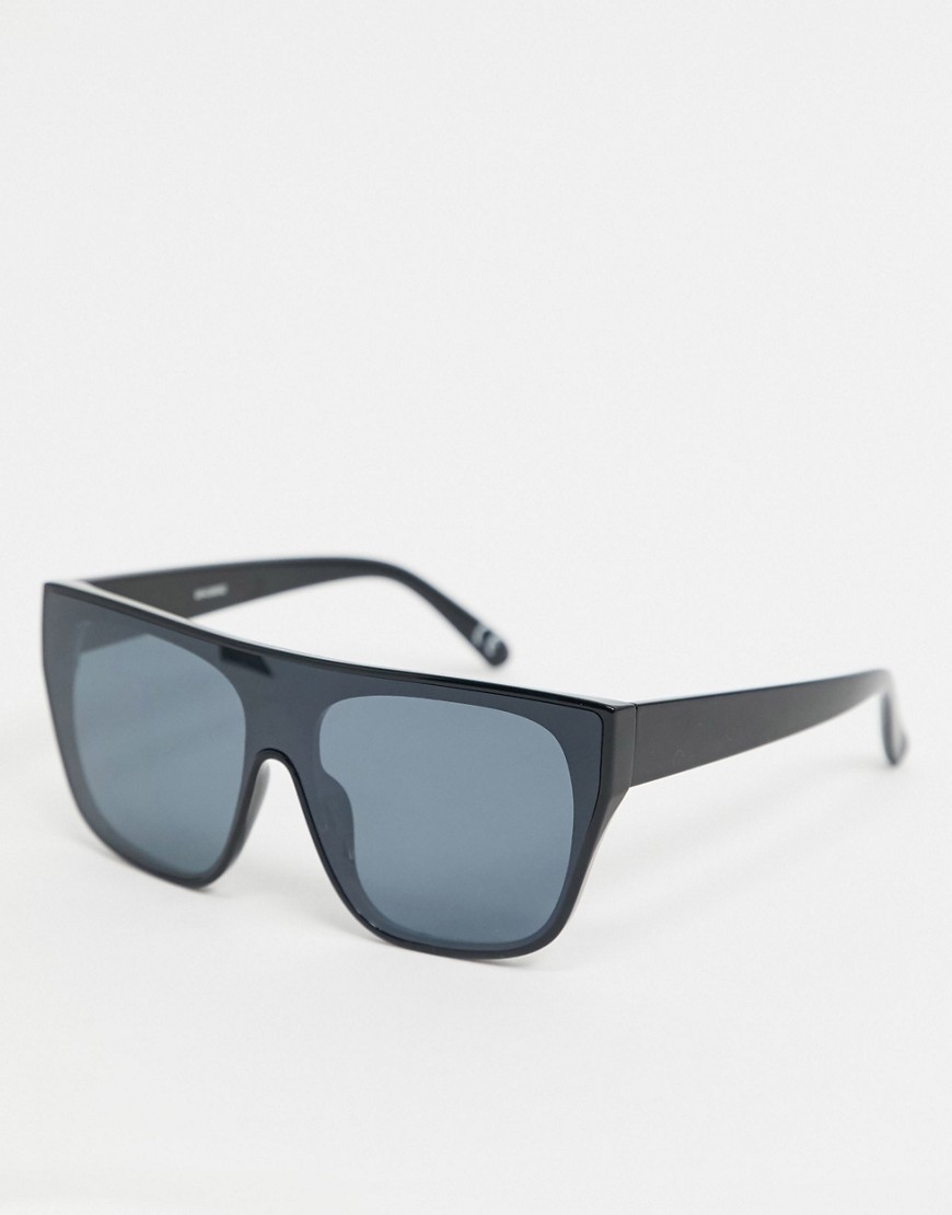ASOS DESIGN – Svarta visor-solglasögon i plast med mörka glas