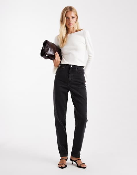 ASOS DESIGN – Svarttvättade, bekväma jeans i smal passform - view 1