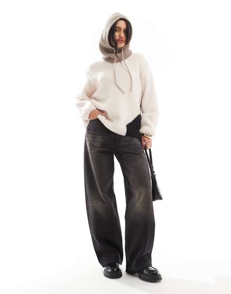 ASOS DESIGN – Svartvit, blockfärgad tröja med rund halsringning - view 1