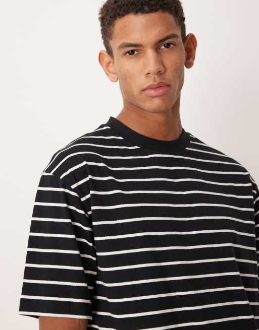 ASOS DESIGN – Svartvit, randig, avslappnad, t-shirt, 5 av 5