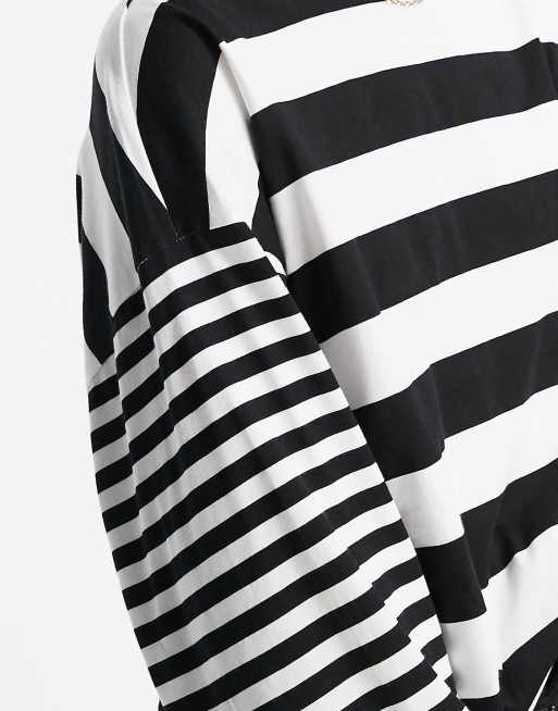 ASOS DESIGN – Svartvit randig t-shirt med långa, vida ärmar, 2 av 4