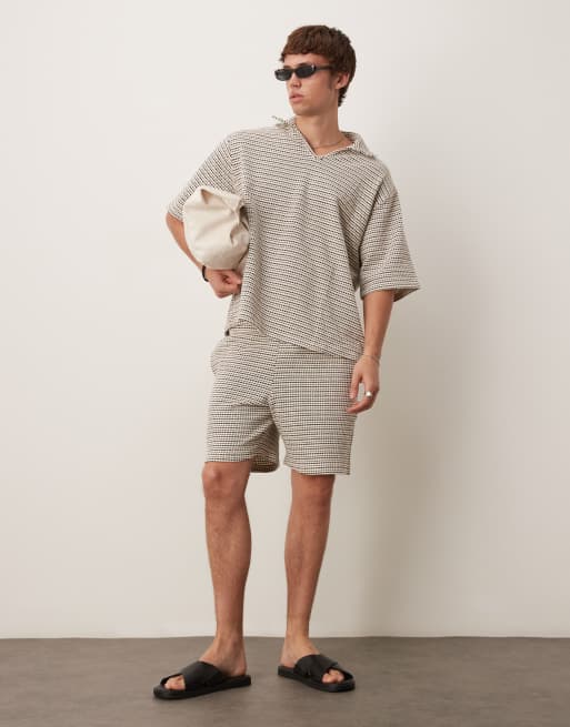 ASOS DESIGN – Svartvit, randig, virkad pikétröja i oversize, del av set, 3 av 4