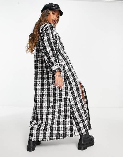 ASOS DESIGN – Svartvit, rutig skjortklänning i bouclé och minilängd, 2 av 4
