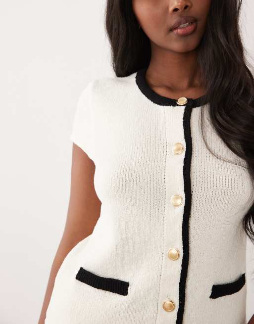 ASOS DESIGN – Svartvit, stickad kofta i bouclé, del av set, 3 av 4