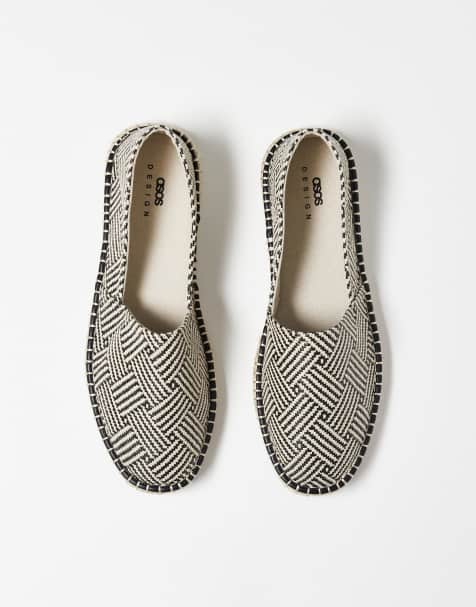 ASOS DESIGN – Svartvita, flätade slip on-espadrillos - view 1