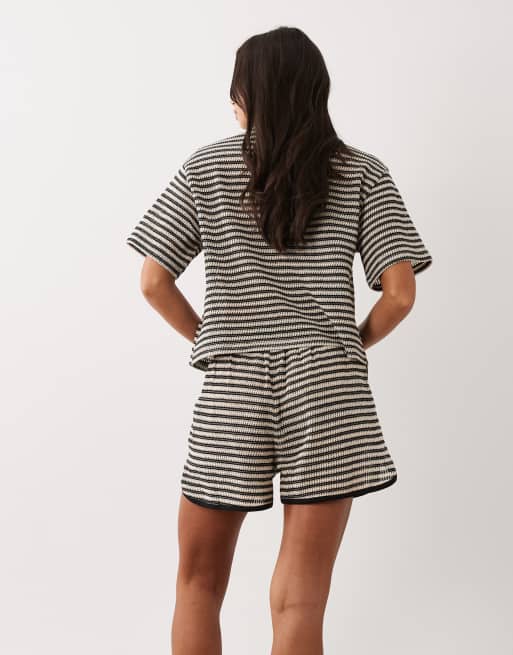 ASOS DESIGN – Svartvita, stickade löparshorts med textur, del av set, 4 av 5