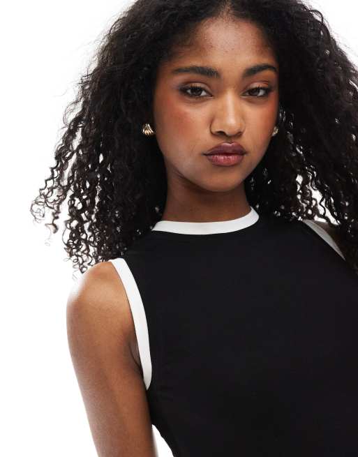 ASOS DESIGN – Svartvitt linne i två lager, 2 av 4