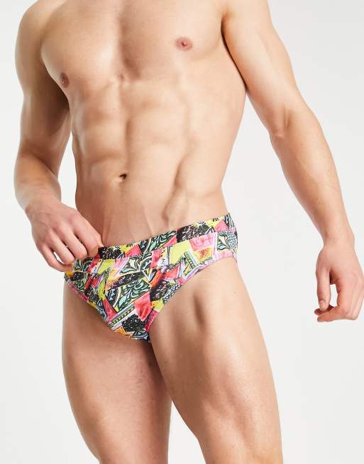 ASOS DESIGN - Svømmebriefs i retroprint