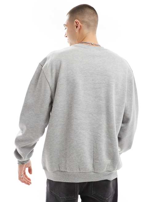 ASOS DESIGN - Sweat à broderie sur la poitrine - Gris chiné