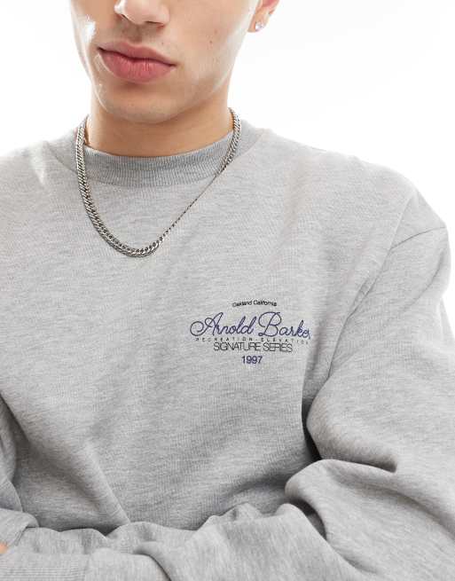 ASOS DESIGN - Sweat à broderie sur la poitrine - Gris chiné