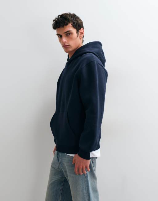 ASOS DESIGN sweat à capuche ample avec imprimé noir en marine, 3 de 5