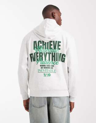 ASOS DESIGN - Sweat à capuche avec imprimé texte - Blanc chiné