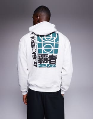 ASOS DESIGN - Sweat à capuche avec inscription au dos - Glacé chiné-Gris